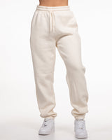 The Womens Classic Sweatpants - Off White - Ignite Barre & Fitness - Left Leg - Printed - Full Color