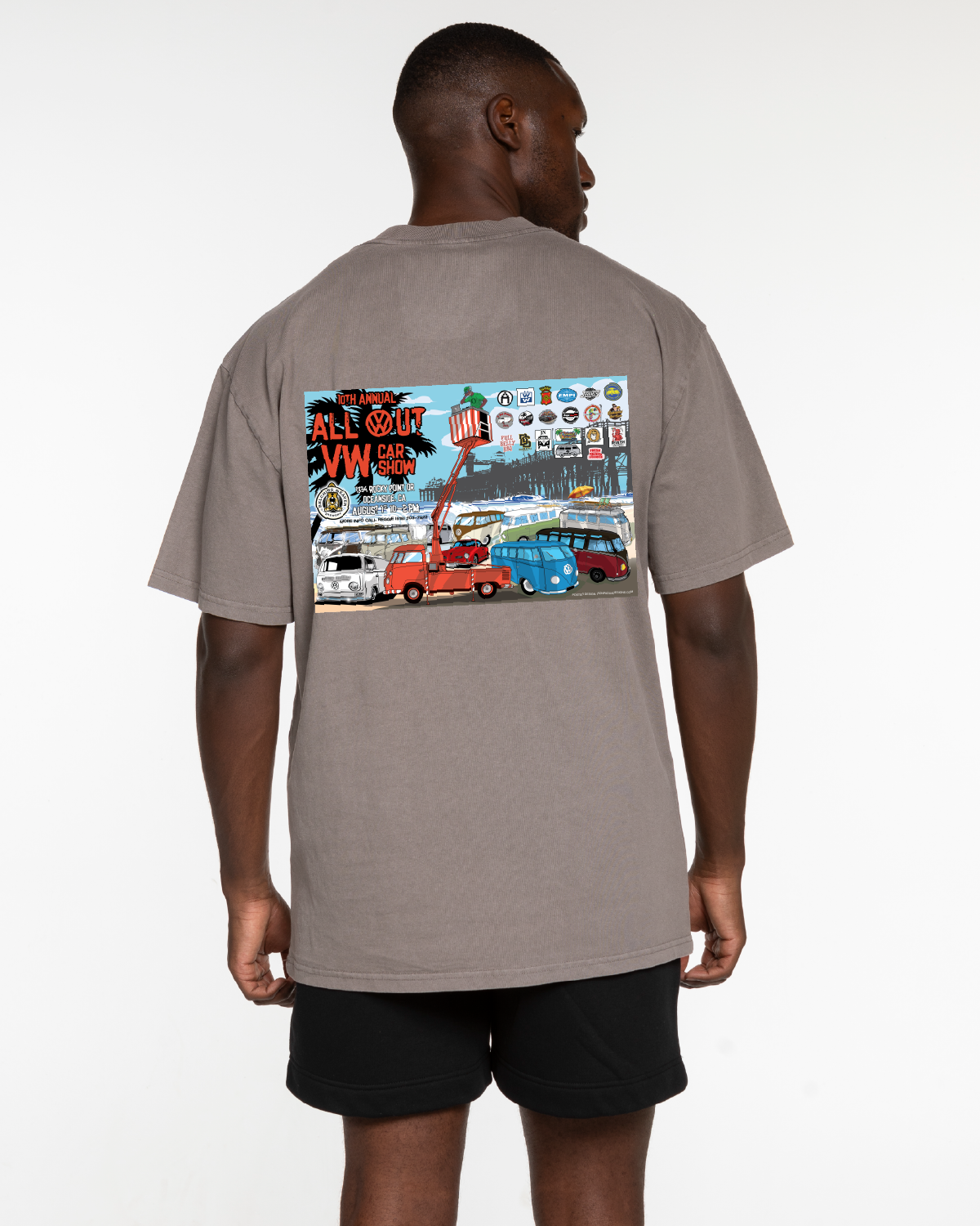 VW Car Show - 10th Annual - The Mens Heavyweight Tee - Washed Gray