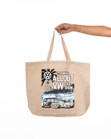 VW Car Show Tote Bag - Natural - "Vintage Cars & Beach" Logo