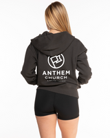 Anthem Church - The Womens Zip Hoodie - Washed Black