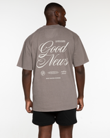 The Mens Heavyweight Tee - Washed Gray - Anthem Church - Center Chest & Center Back Stacked - Washed Bone