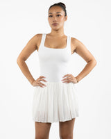 The Scoop Back Dress - White - The Whole You Wellness - Center Back - Printed - Black