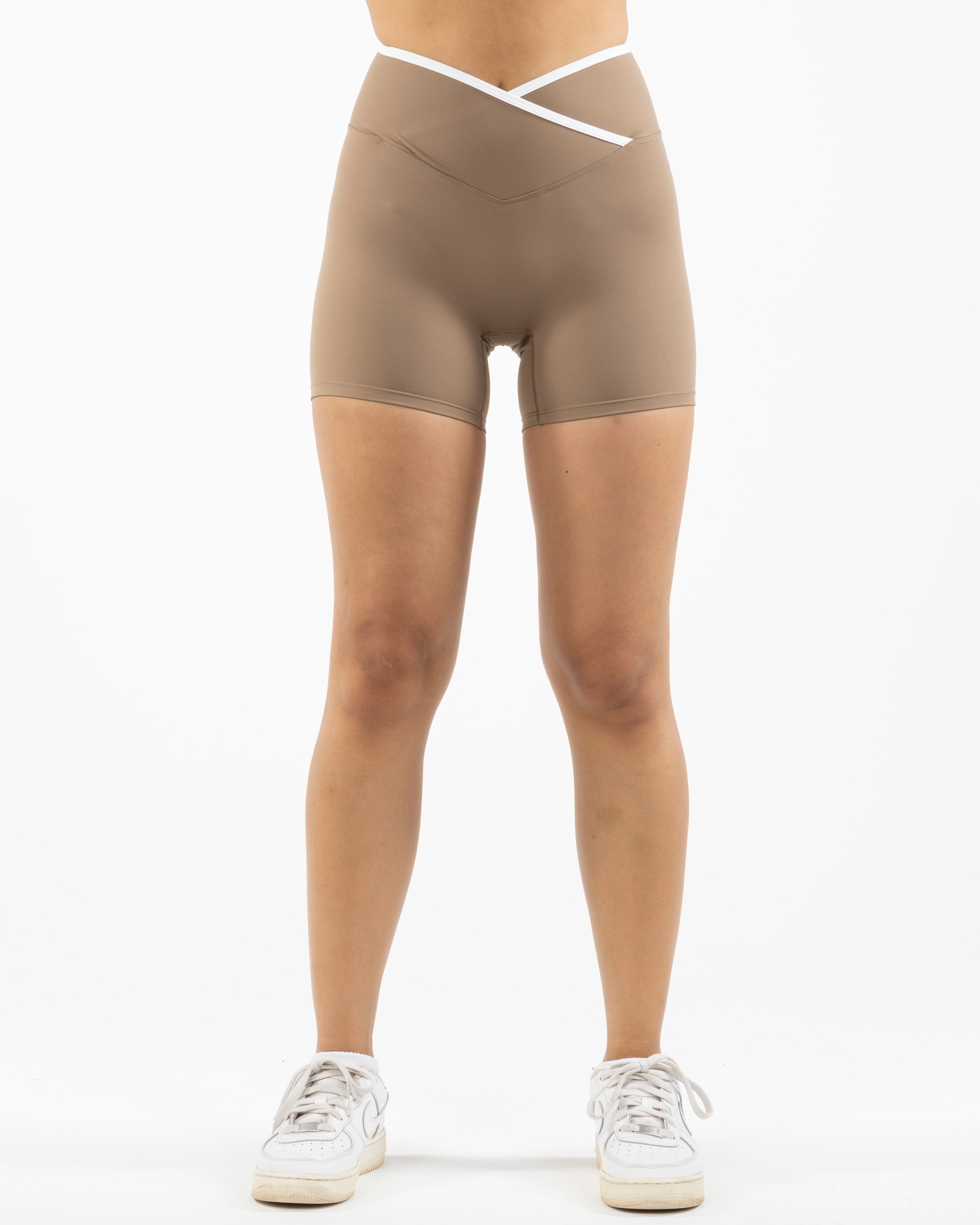 The Whole You Wellness - The Piped Crossover Short - Brown