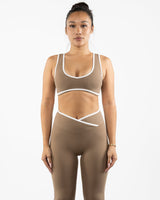 The Refinery Fitness Studio Piped Bra - Brown