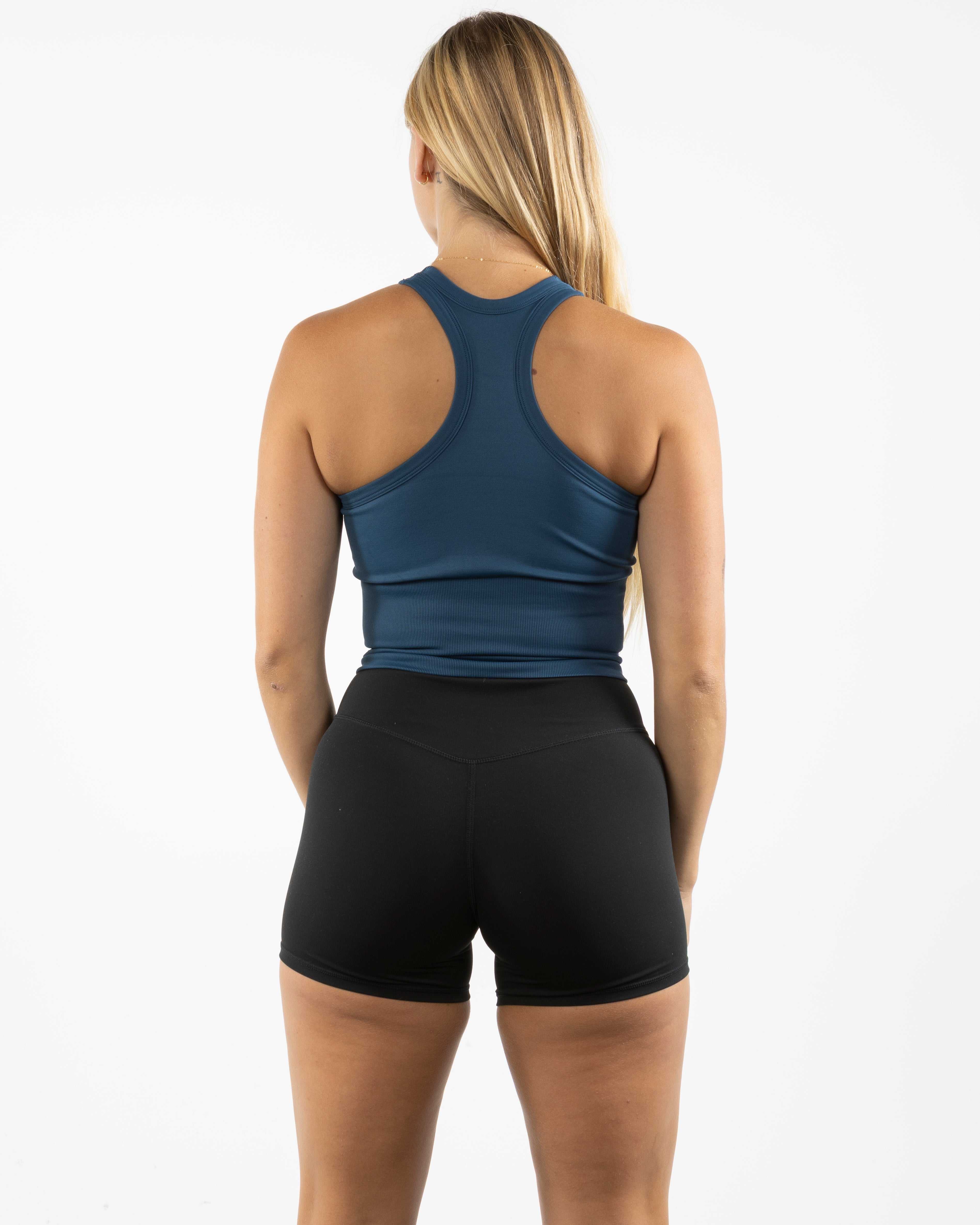 Rush Cycle Studio - The High Neck Racer Tank - Blue