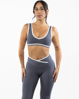 The Refinery Fitness Studio Piped Bra - Petrol Blue