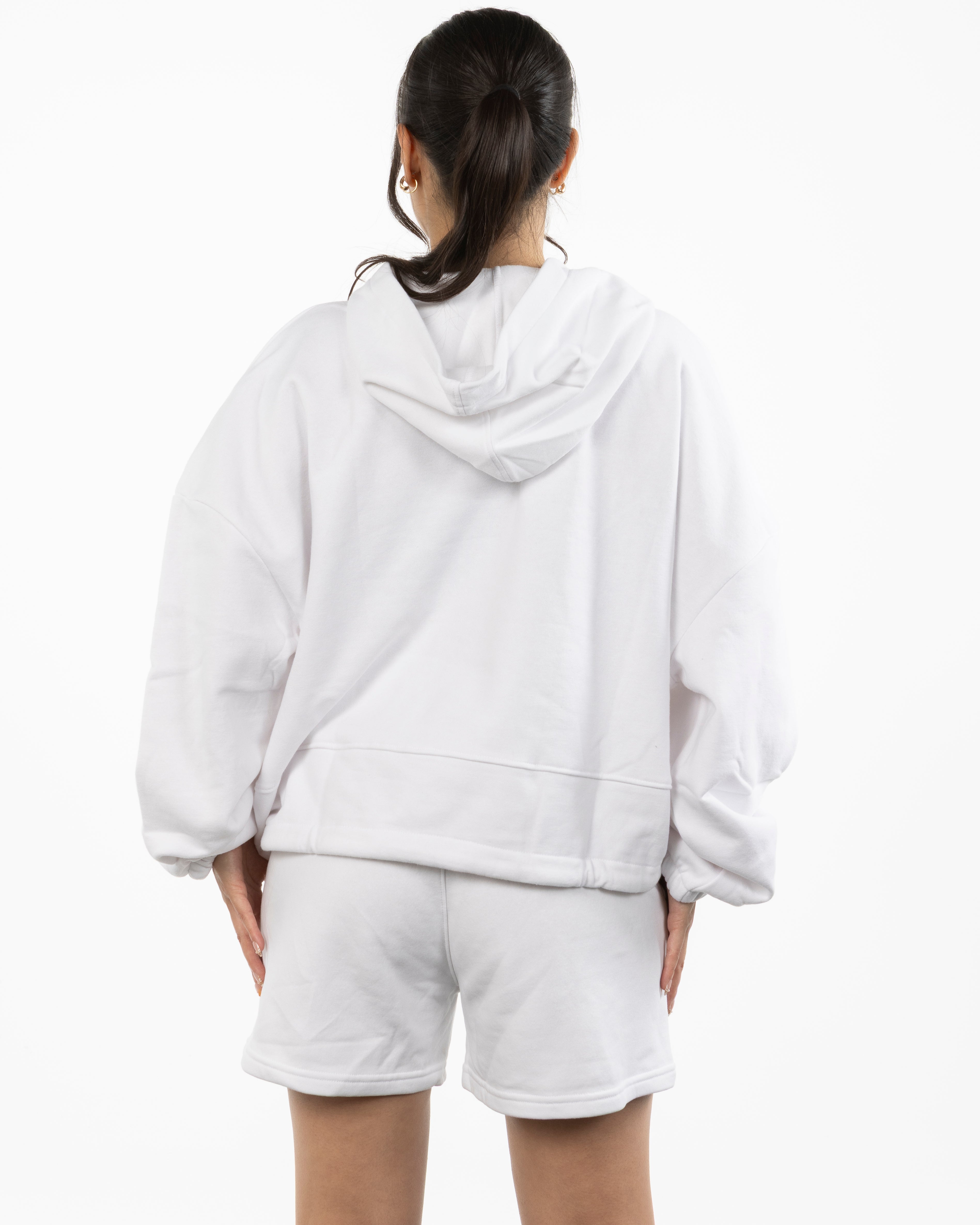 EVERCORE - The Cropped Drawstring Hoodie - White