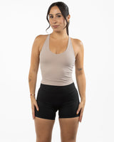 The Refinery Fitness Studio Sporty Strappy Tank - Light Brown
