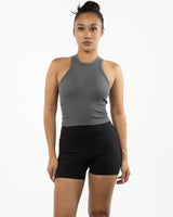 The Refinery Fitness Studio High Neck Racer Tank - Grey