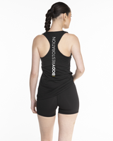 The Womens Full Length Tank - Black - Body Restoration - Bottom Left & Back Center Spine - Printed - Full Color