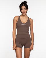 The Racer Tank - Cafe - Commit Fitness - Center Chest & Back Center - White