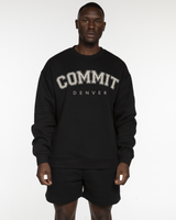 Commit Fitness - Mens Crewneck - Black with Oat
