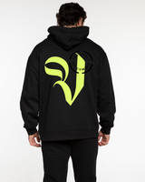 Commit Fitness Vault - Mens Hoodie - Black with Neon Yellow - Center