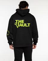 Commit Fitness Vault - Mens Hoodie - Black with Neon Yellow