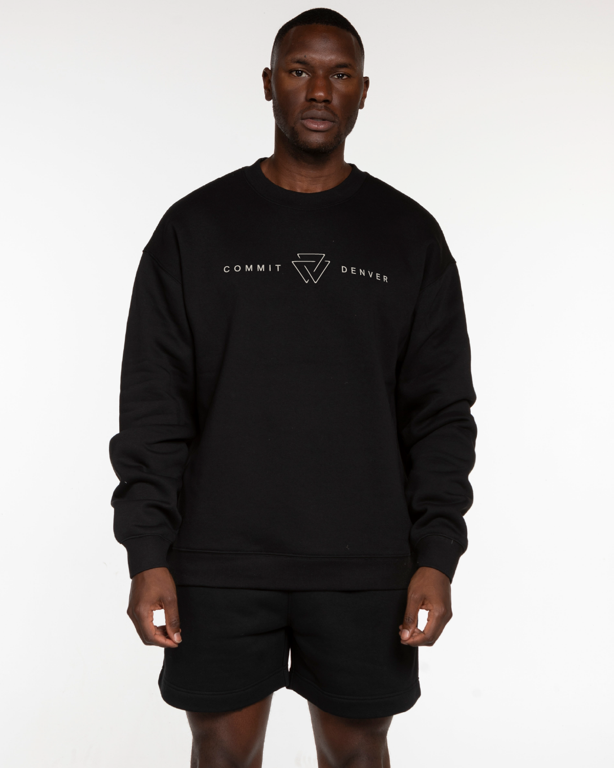 Commit Fitness - Mens Crewneck - Black with Oat