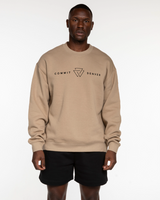 Commit Fitness - Mens Crewneck - Sand with Black