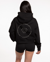Commit Fitness - Womens Crop Hoodie - Black with Oat