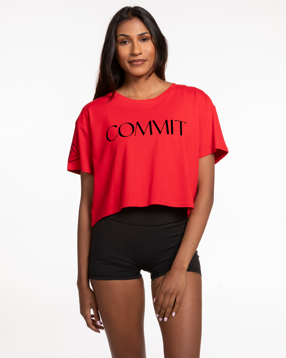Commit Fitness - Crop Tee - Red with Black