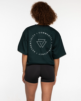 Commit Fitness - Mens Heavyweight Tee - Pine Green with White