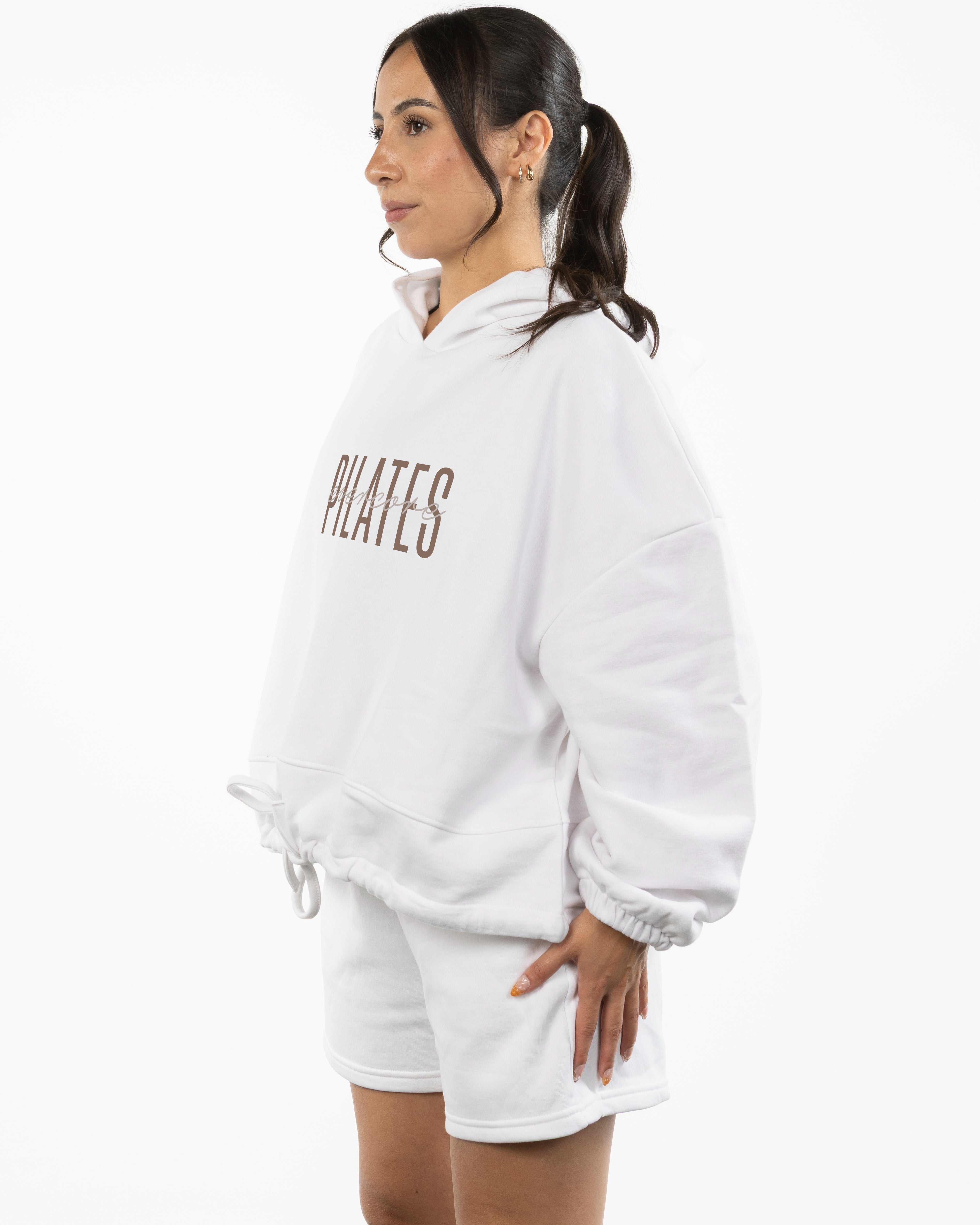 EVERCORE - The Cropped Drawstring Hoodie - White