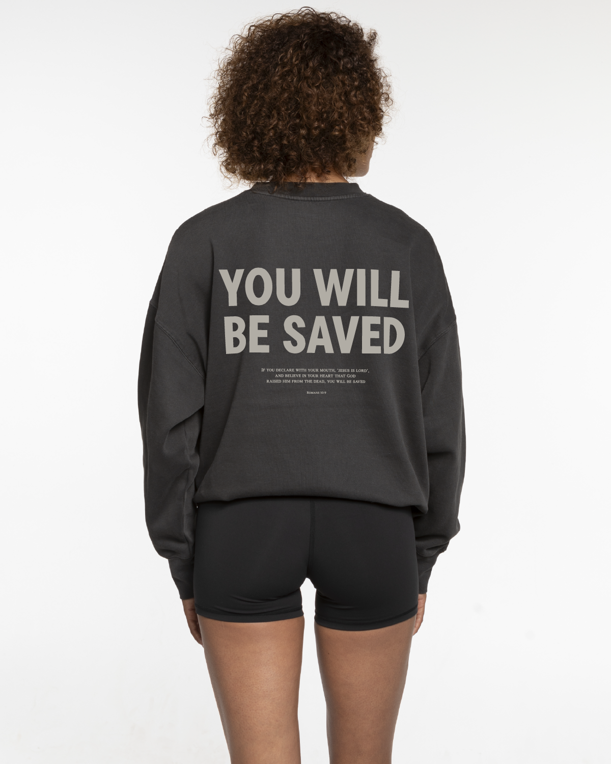 Fed By The Fruit Mens Crewneck - Washed Black - You Will Be Saved Logo