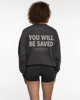 Fed By The Fruit Mens Crewneck - Washed Black - You Will Be Saved Logo