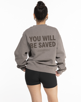 Fed By The Fruit Mens Crewneck - Washed Gray - You Will Be Saved Logo