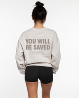 Fed By The Fruit Mens Crewneck - Washed Bone - You Will Be Saved Logo