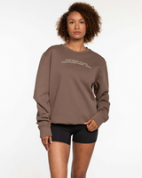 The Mens Classic Crewneck - Walnut - Fed By The Fruit - Chest Stacked & Back Stacked - Printed - Off White