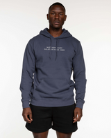 The Mens Classic Hoodie - Petrol - Fed By The Fruit - Chest Stacked & Back Stacked - Printed - Off White