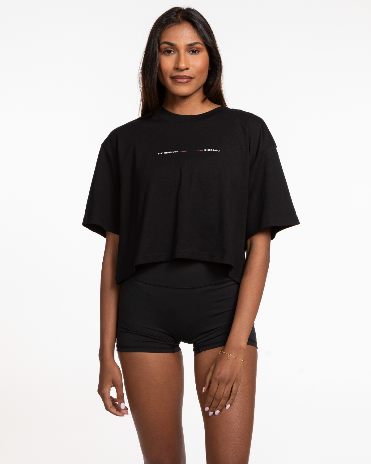 Fit Results - The Oversized Crop Tee - Black