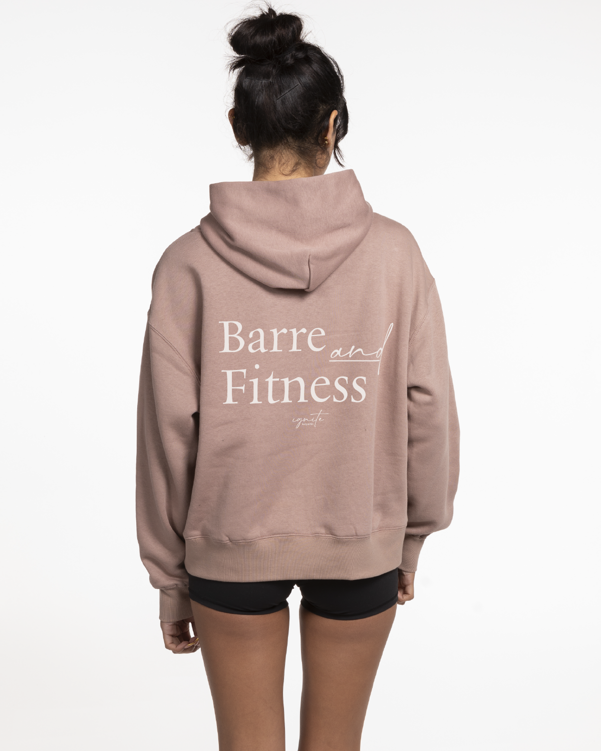 The Womens Hoodie - Clay - Ignite Barre & Fitness - Left Chest & Back Stacked - Printed - Bone