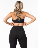 The Racer Bra - Black - Ignite Barre - Center Chest & Center Back - Printed - White