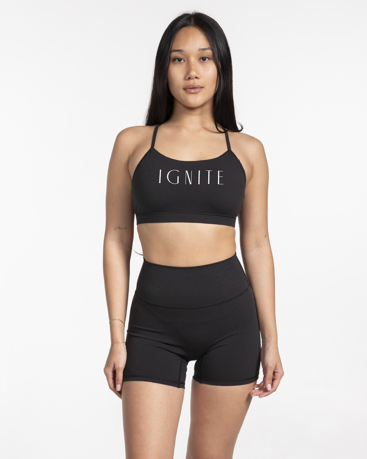 The Basic Bra - Black - Ignite Barre - Center Chest & Center Back - Printed - White