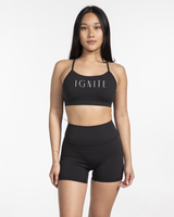 The Basic Bra - Black - Ignite Barre - Center Chest & Center Back - Printed - White