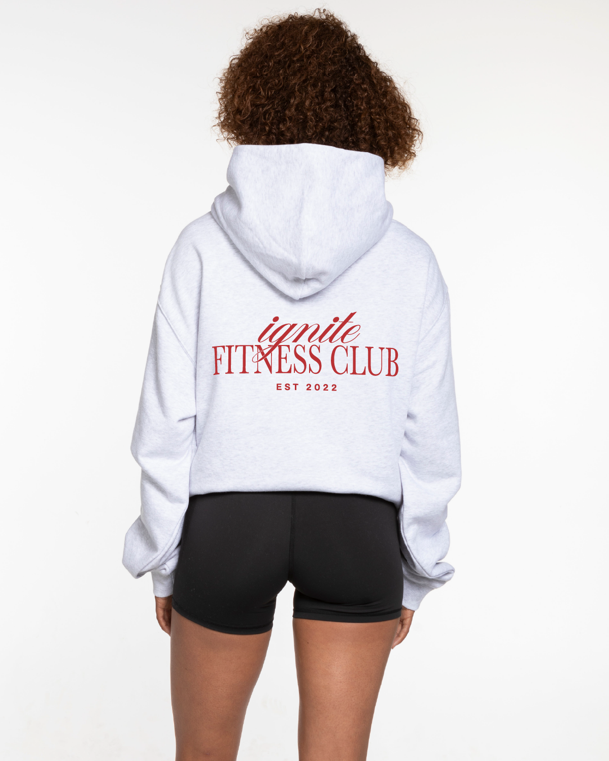 The Mens Hoodie - White Heather - Ignite Barre - Left Chest & Center Back Stacked - White Printed