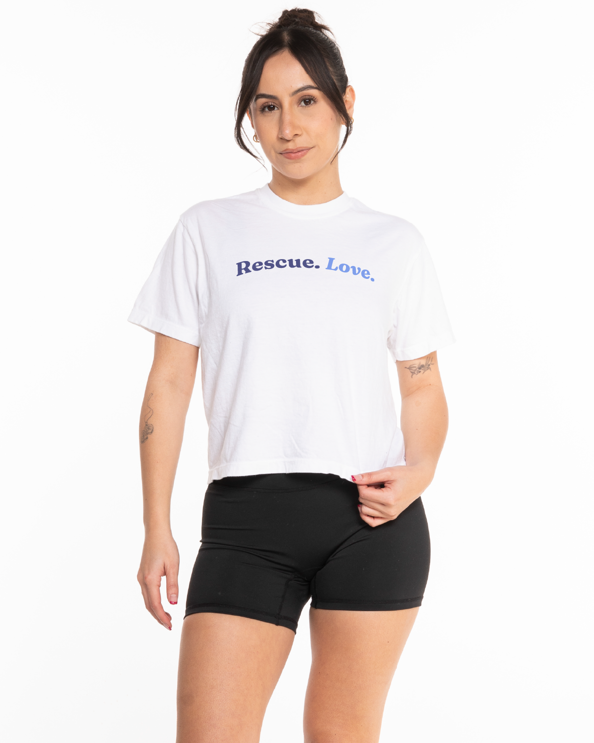 LLR -The Midweight Crop Tee - White