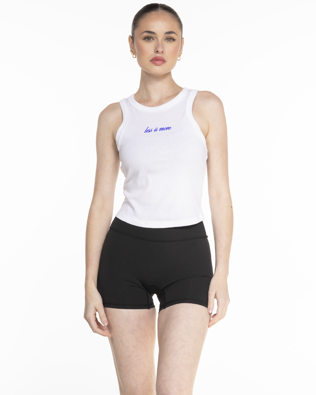 Miss Lymph Micro Rib Racer Crop - White