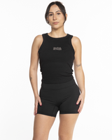 Miss Lymph Micro Rib Racer Crop - Black