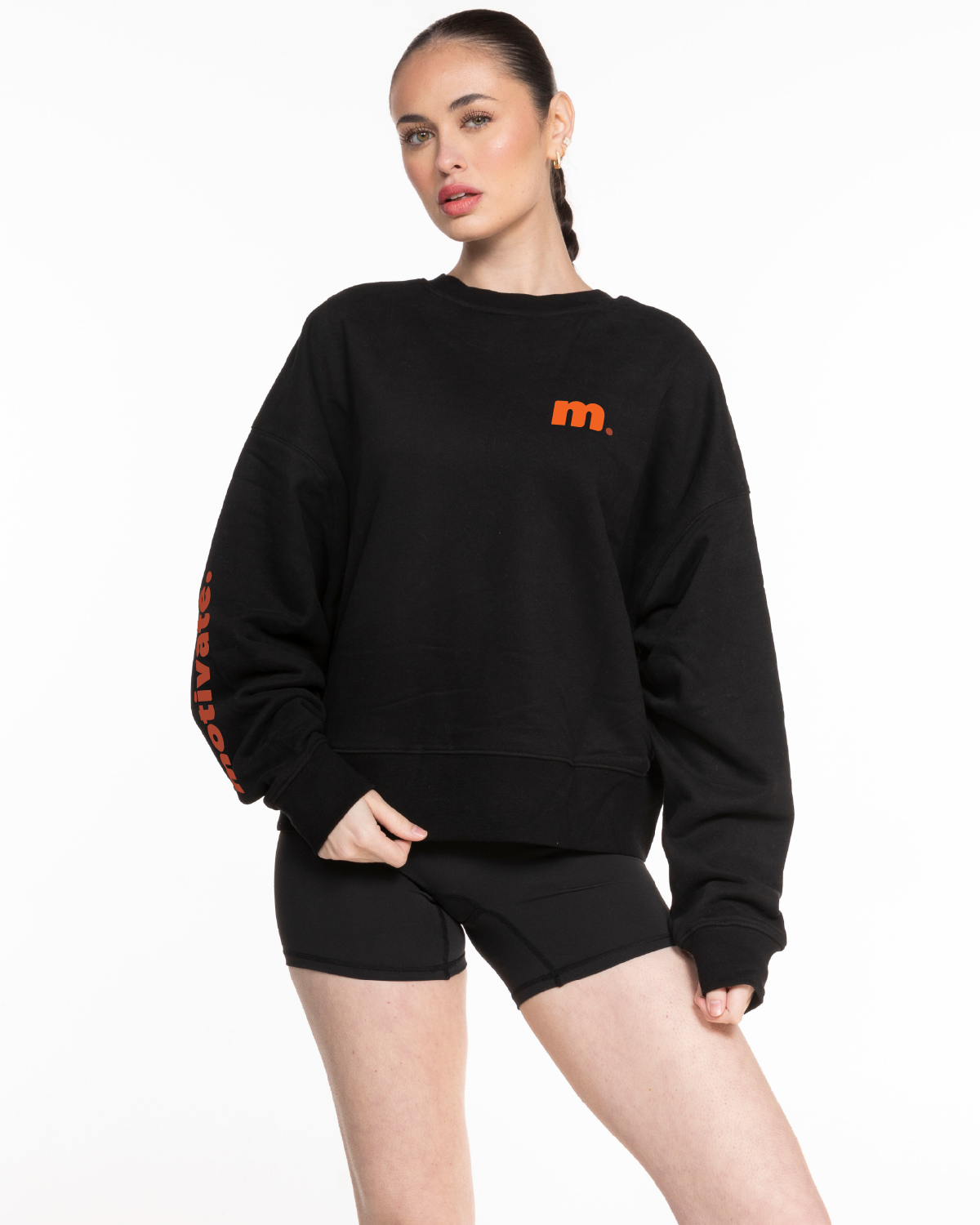 Motivate Movement Studio Crop - Black - Left Chest & Right Sleeve
