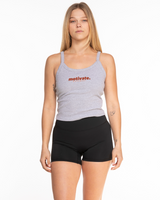 Motivate Movement Micro Rib Strappy Crop Tank - Heather