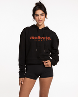 Motivate Movement Crop Terry Hoodie - Black