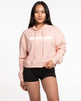 Motivate Movement Crop Terry Hoodie - Pale Pink