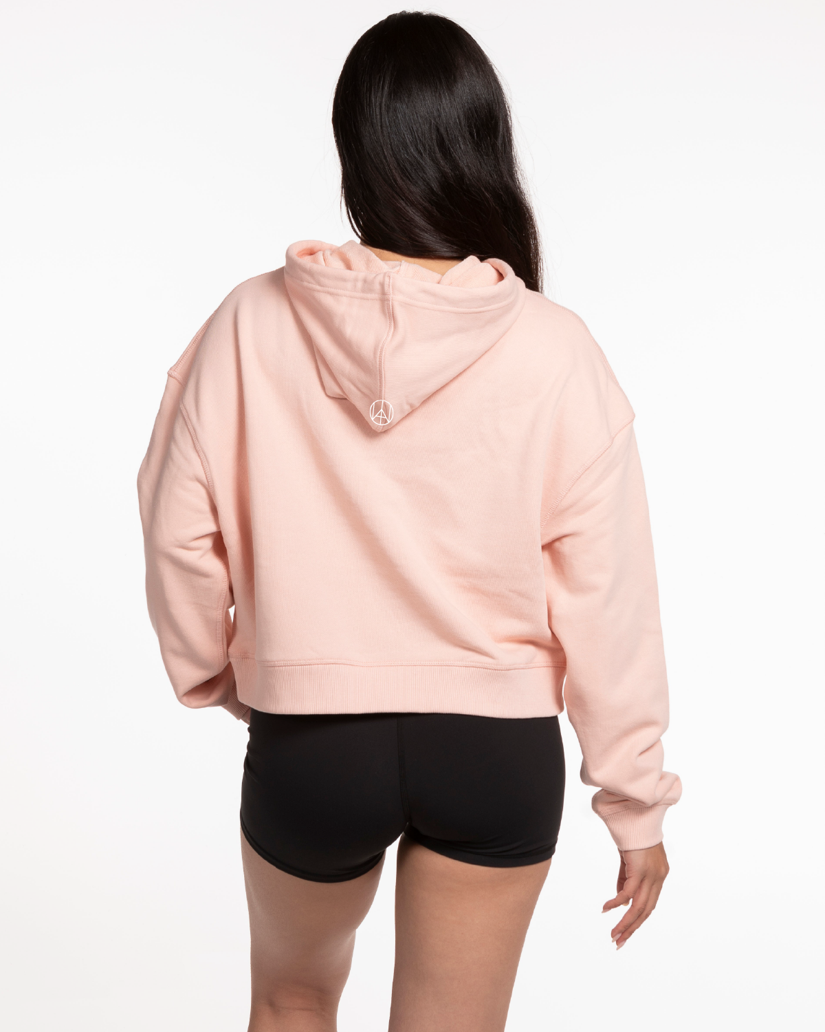 Motivate Movement Crop Terry Hoodie - Pale Pink