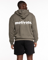 Motivate Movement Recycled Unisex Zip Hoodie - Army With White