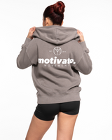 Motivate Movement Womens Zip Hoodie - Washed Gray