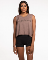 Motivate Movement Crop Muscle Tank - Cacao