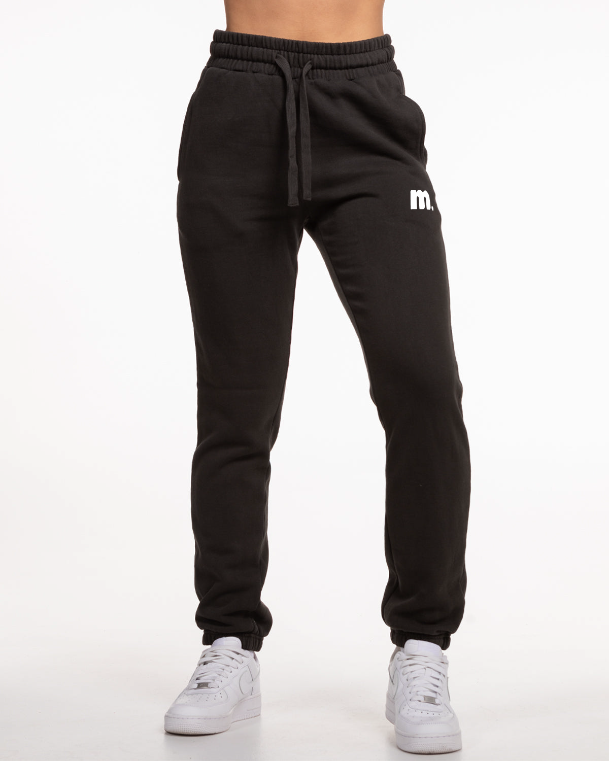 Motivate Movement Womens Classic Sweatpants - Washed Black / White