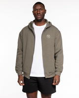 Motivate Movement Recycled Unisex Zip Hoodie - Army With White