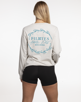 Move Studio Womens Heavyweight Long Sleeve - Washed Bone - Pilates Athletic Club Logo